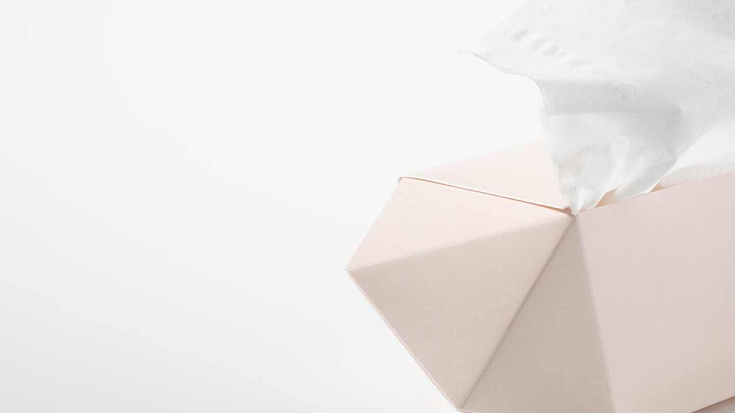 Close-up picture of a box of tissues.