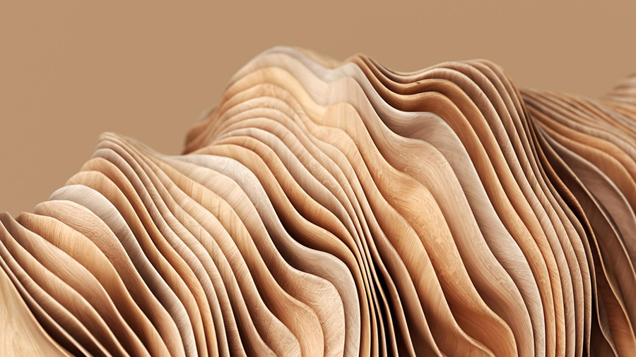 Close-up image of thin layered wood.